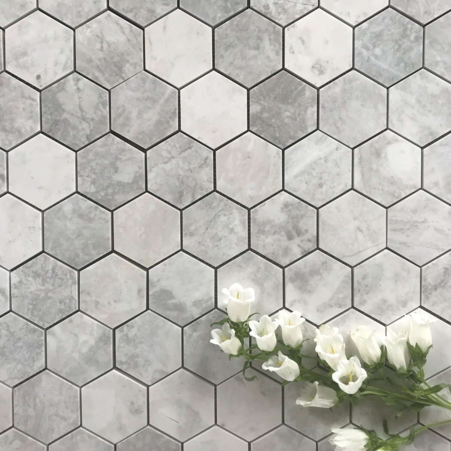 ALICHA WHITE MARBLE MOSAIC POLISHED HEXAGON 3